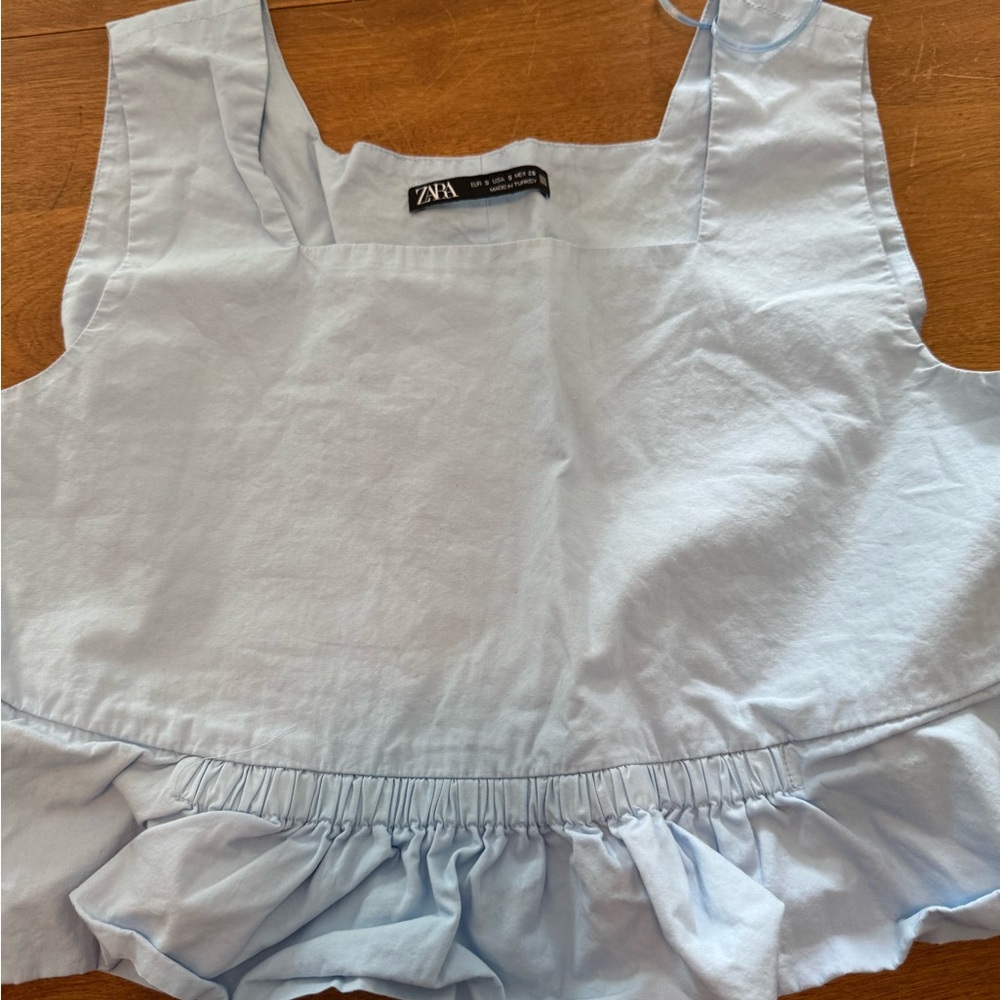 Zara Blue Crop Peplum Tank Top - Picture 3 of 3